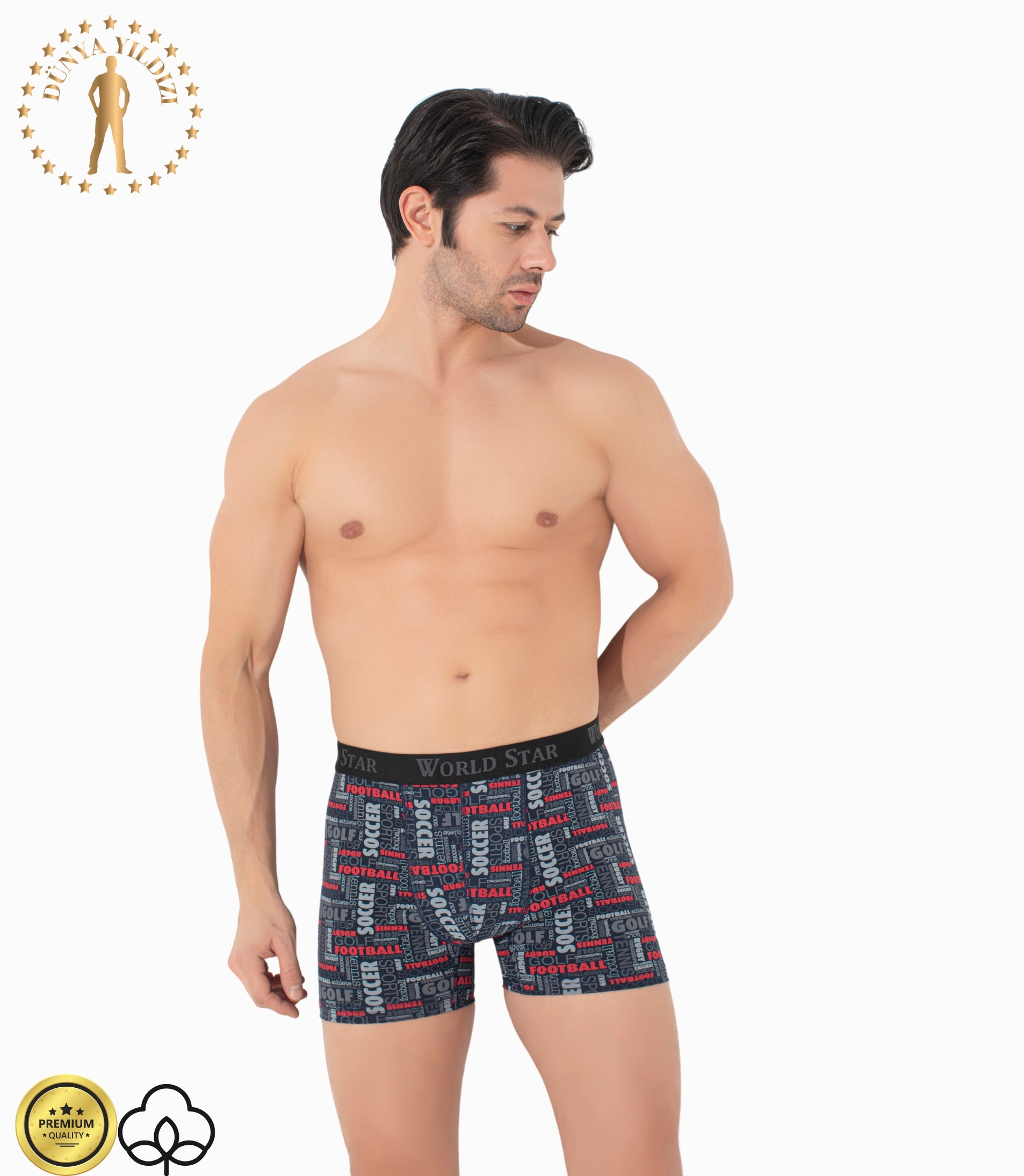 Dünya Yıldızı Desenli Erkek Boxer 1
