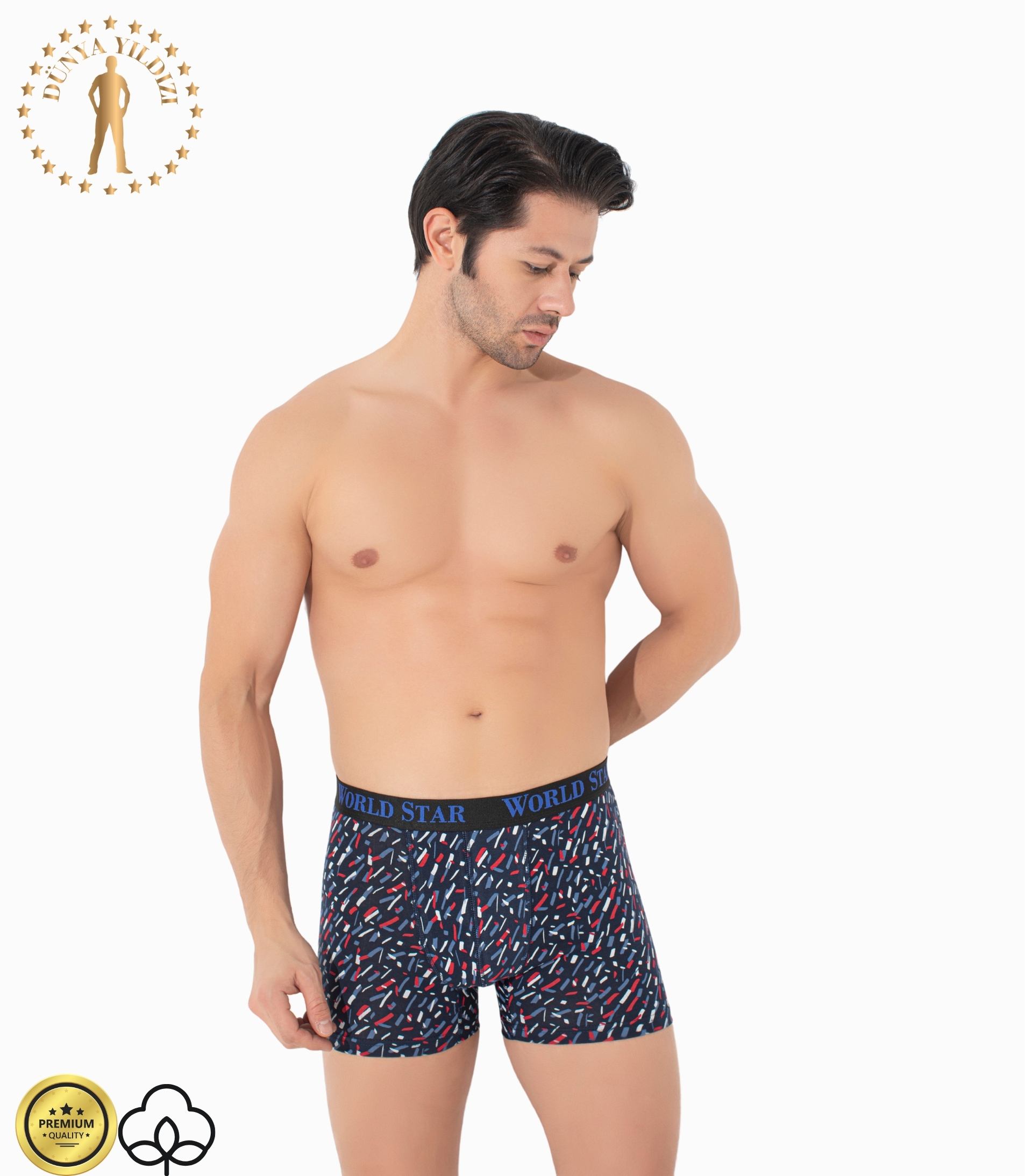 Dünya Yıldızı Desenli Erkek Boxer 1